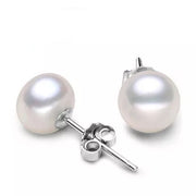 Natural Freshwater Pearl Ear Studs White Copper Silver Plated