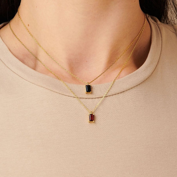Women's Simple Rectangular Zircon Pendant Necklace