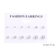 Women's Fashion Simple Stainless Steel Zircon Earings Set