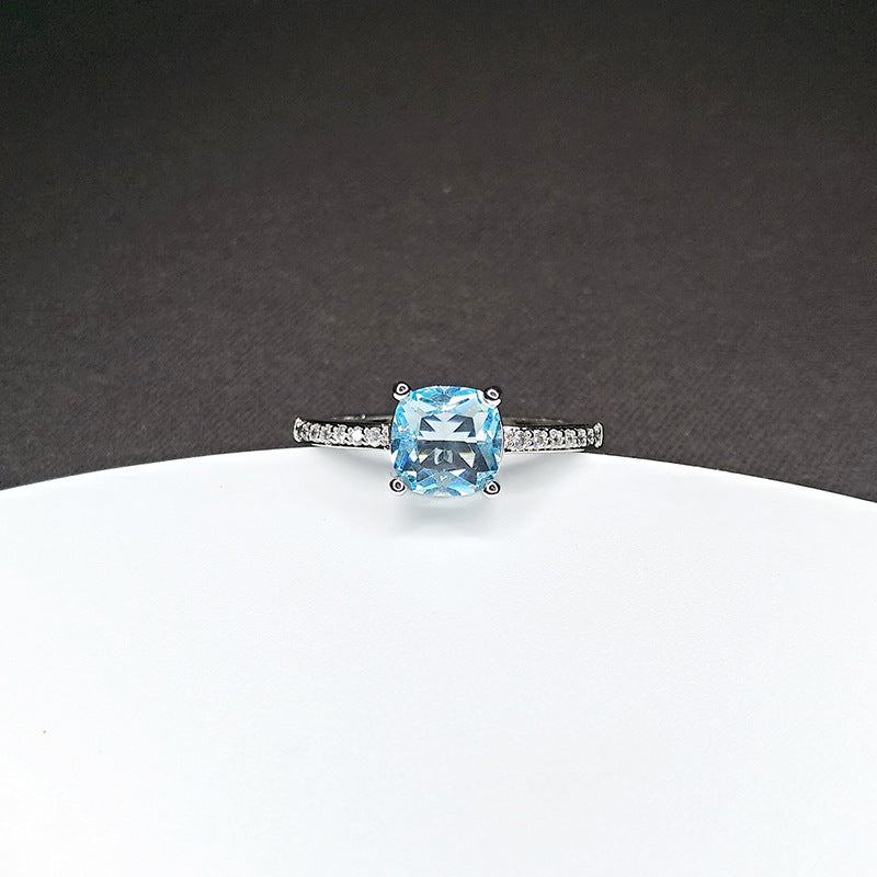 European And American Four Prong Sapphire Moissanite Diamond Ring