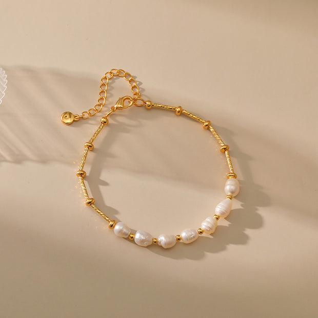 Pearl Gold Round Bead Copper Chain