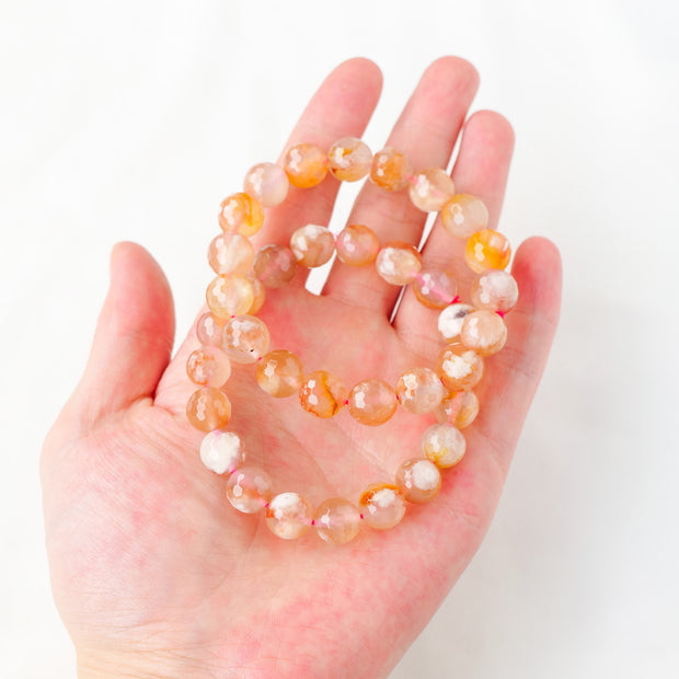 Natural Crystal Primary Color Red Cherry Blossom Agate DIY Bracelet