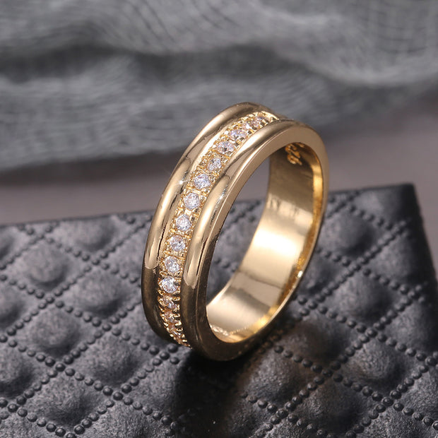 European And American Style Simple Golden Ring Jewellery, Copper Plated Fashion Ring