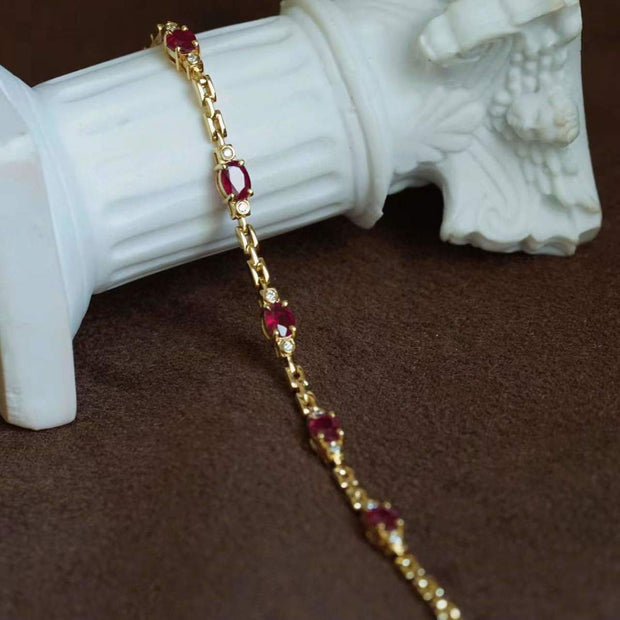 Colorful Pigeon Blood Red Ruby Diamond Bracelet