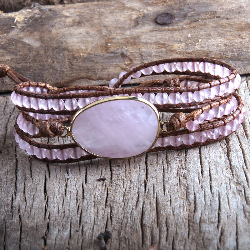 Natural Stone Bracelet Oval Row Accessories Braided Charm