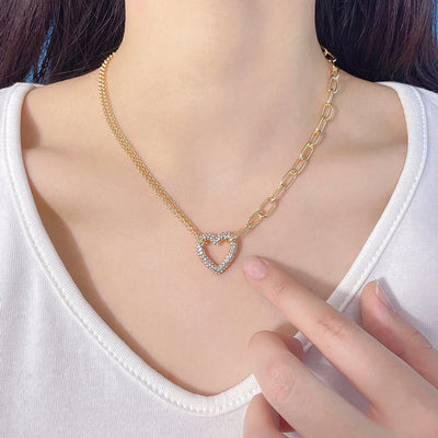 Women's Versatile Fashion Three-dimensional Heart-shaped Full Of Diamond Necklace