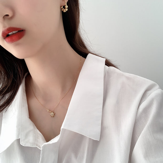 Korean Style 925 Sterling Silver Inlaid Zircon XINGX Necklace Fashion Minimalist