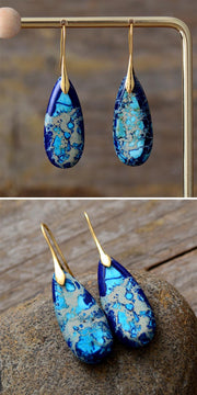 Bohemian Emperor Stone Water Drop Earrings Natural Stone Ornament Jewelry