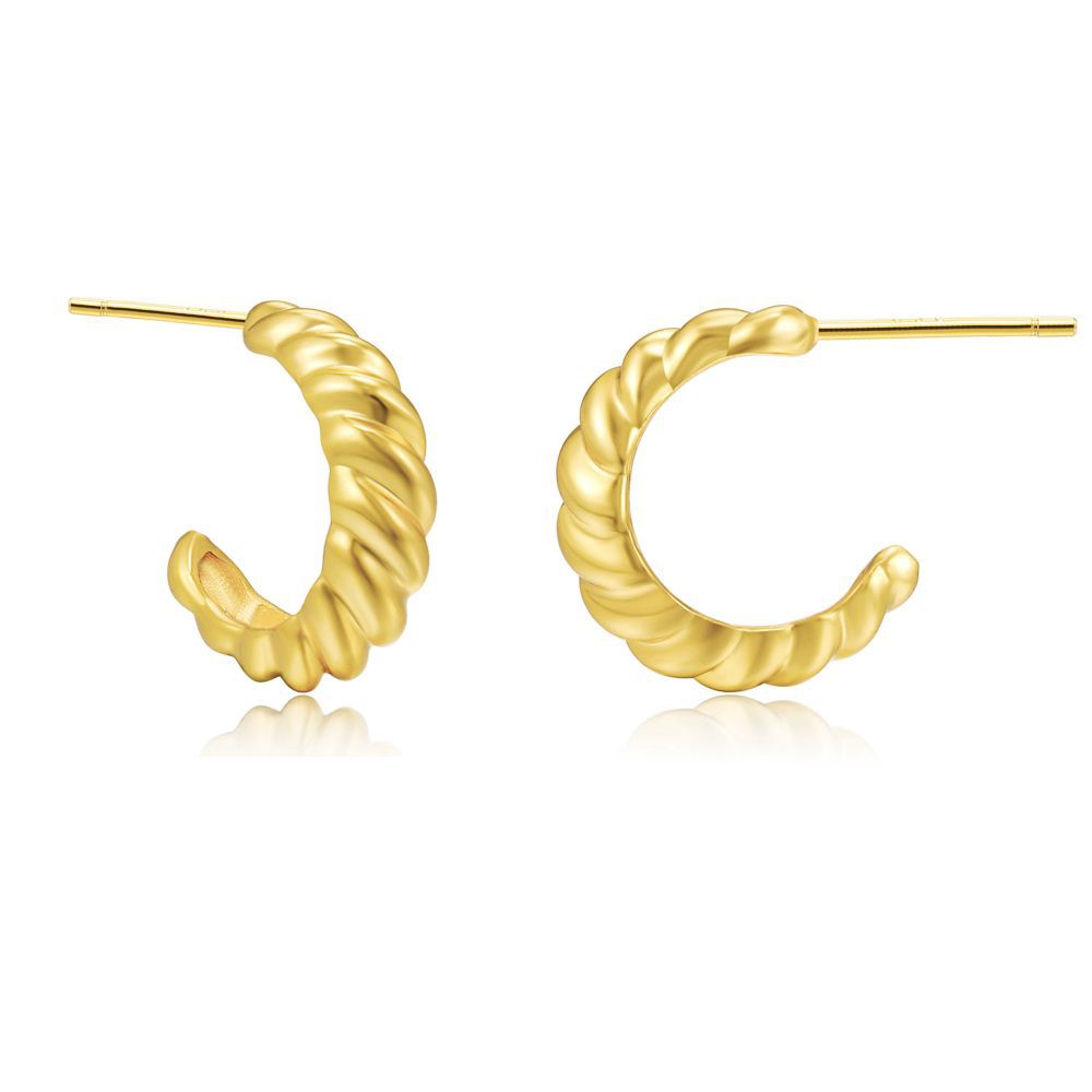 Europe And The United States New C-shaped Twist Earrings Fashion Personality Design Sense Of Earrings Ins Wind Trend Gold Earrings Earrings Ear Buckle