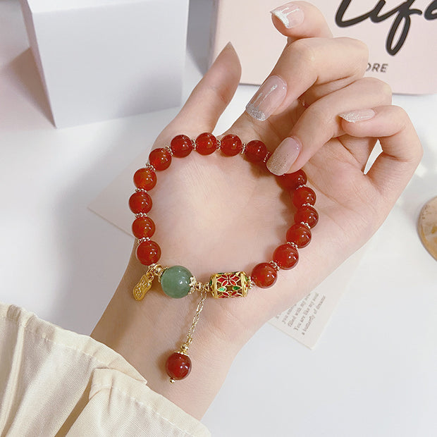 Literature And Art Retro Chinese Red Agate Bracelet