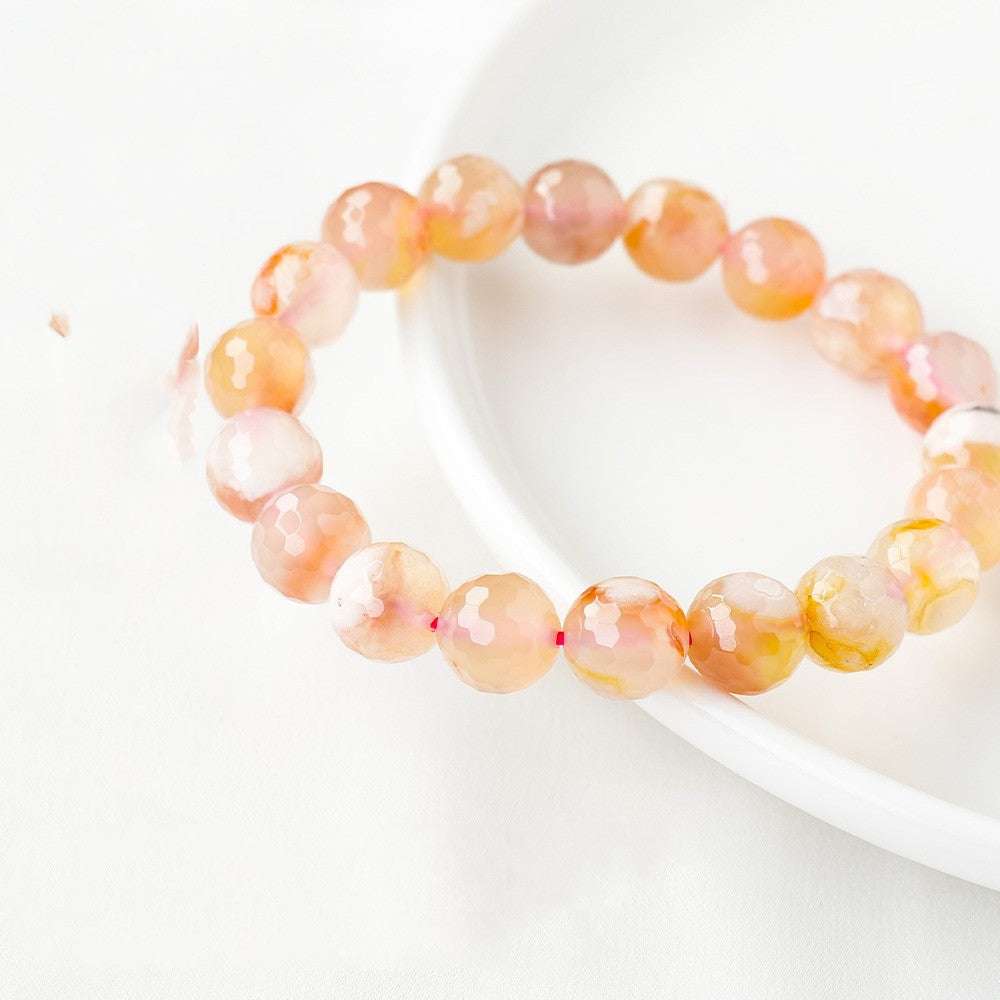 Natural Crystal Primary Color Red Cherry Blossom Agate DIY Bracelet