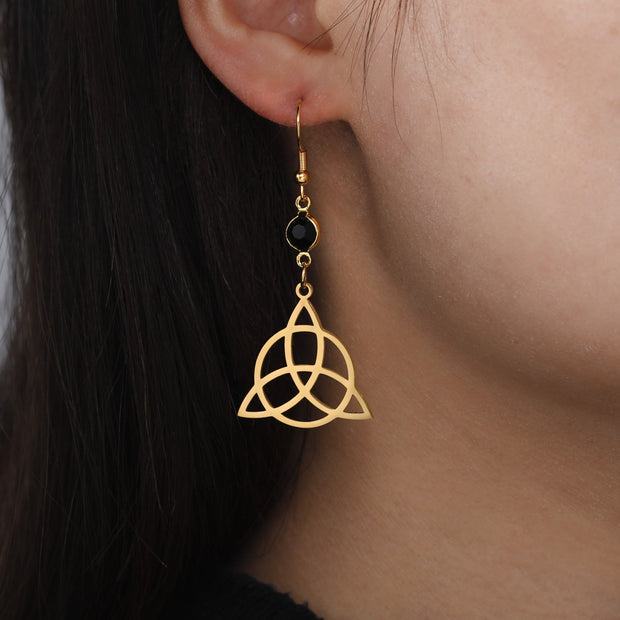 Titanium Steel Triangle Circle Hollow Stud Earrings