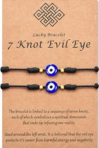Hand-woven Seven Devil's Eyes Couple Bracelets
