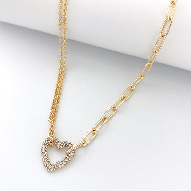 Women's Versatile Fashion Three-dimensional Heart-shaped Full Of Diamond Necklace