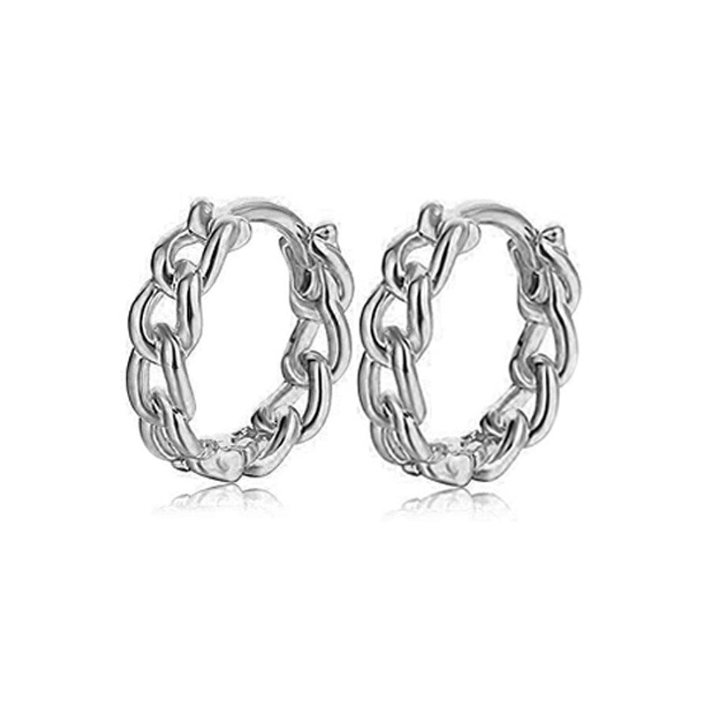 Europe And The United States Cross-border Explosion Models Personality Chain Earrings S925 Sterling Silver Circle-shaped Earrings Senior Sense Of INS Earrings