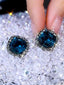 Vintage Geometric Blue Crystal Earrings