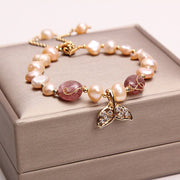 Strawberry Crystal Bracelet Freshwater Pearl Women's Peach Blossom Fortune