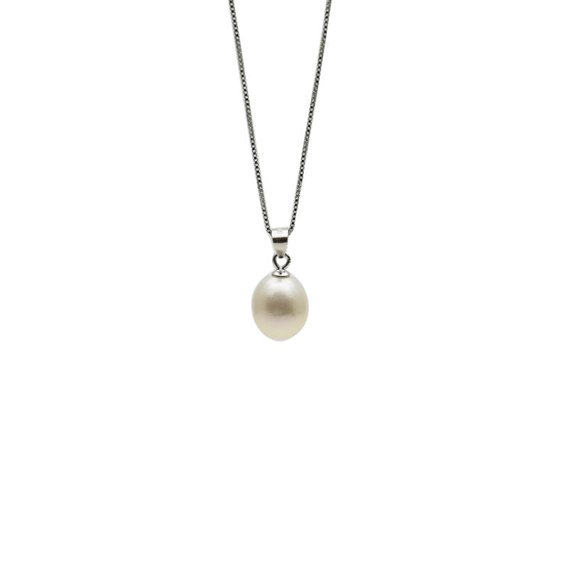 Women's 925 Silver Natural Pearl Pendant Clavicle Chain