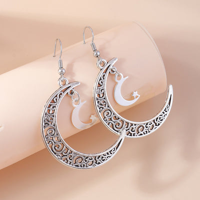 Ornament Retro Sun Moon Earrings Personality
