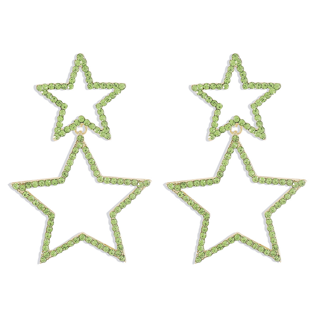 Rhinestone Earrings Five-pointed Star Double-layer Personality Fashion