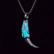 Men's Luminous Wolf Tooth Flame Pattern Pendant Necklace