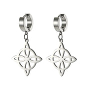 European And American Titanium Steel Ornament Elegant Fashion Hollowed-out Ring Four Leaf Earrings Necklace