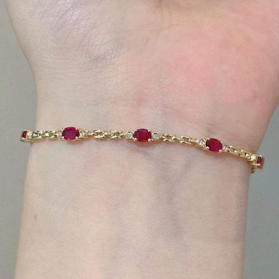 Colorful Pigeon Blood Red Ruby Diamond Bracelet