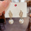 Silver Needle Niche Full Diamond Leaves Faux Pearl Earrings