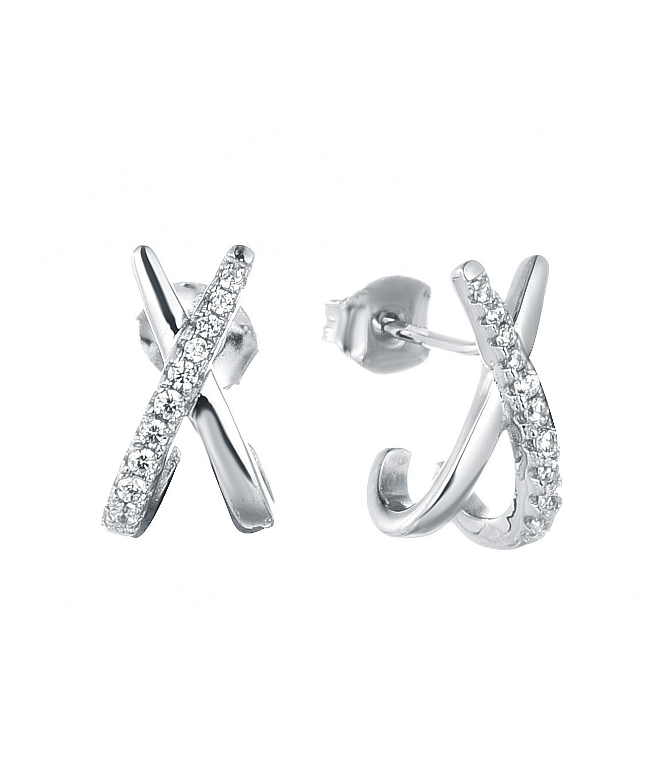 Europe And The United States Geometric Cross X Zirconia Earrings S925 Silver Plated Rose Gold Earrings European And American Creative Earrings Female