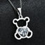 Women's Cute Simple Hollow-out Big Loving Heart Zircon Bear Necklace
