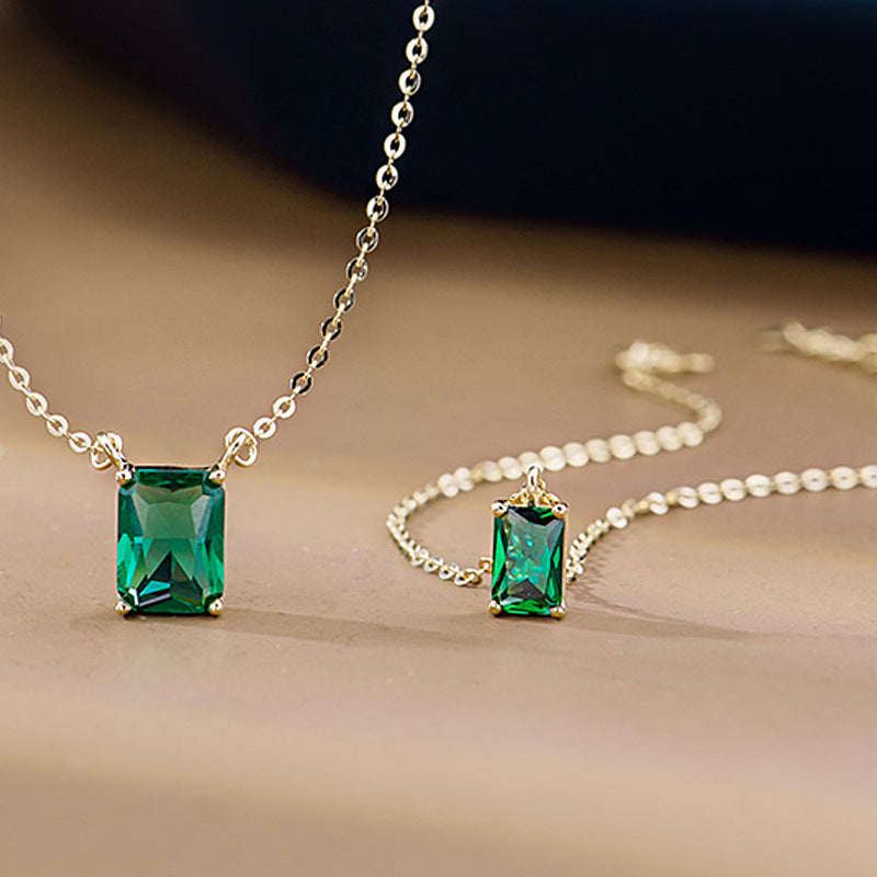 S925 Silver Temperament Emerald Bracelet Women's Simplicity