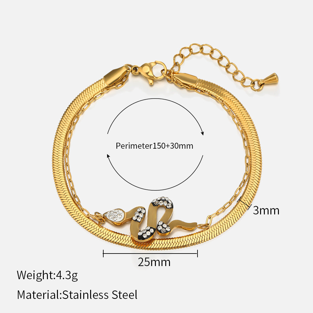 Snake-shaped Double-layer Stainless Steel Bracelet