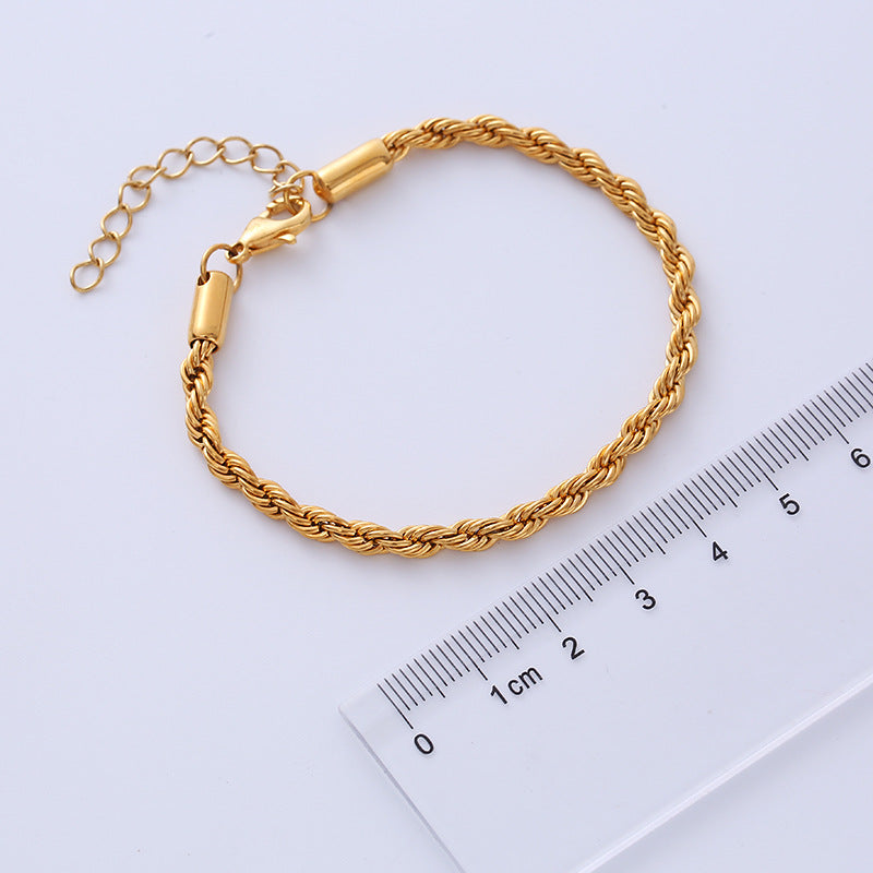 Vacuum Color-preserving Electroplated Gold Steel Stainless Steel Twist Bracelet