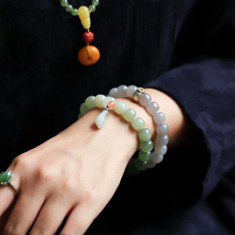New Jadeite Lotus Ornament Bracelet