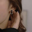 925 Silver Stud Rhinestone-encrusted Circle Simple Small Ear Studs