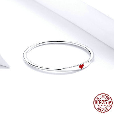 925 Sterling Silver Round Circle Pure Finger Ring Simple Heart Engrave Rings