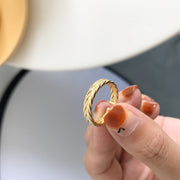 Olive branch braided twisted opening ring