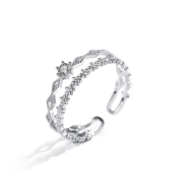 Adjustable single ring inlaid with diamond