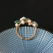 Original stone knitted flower ring