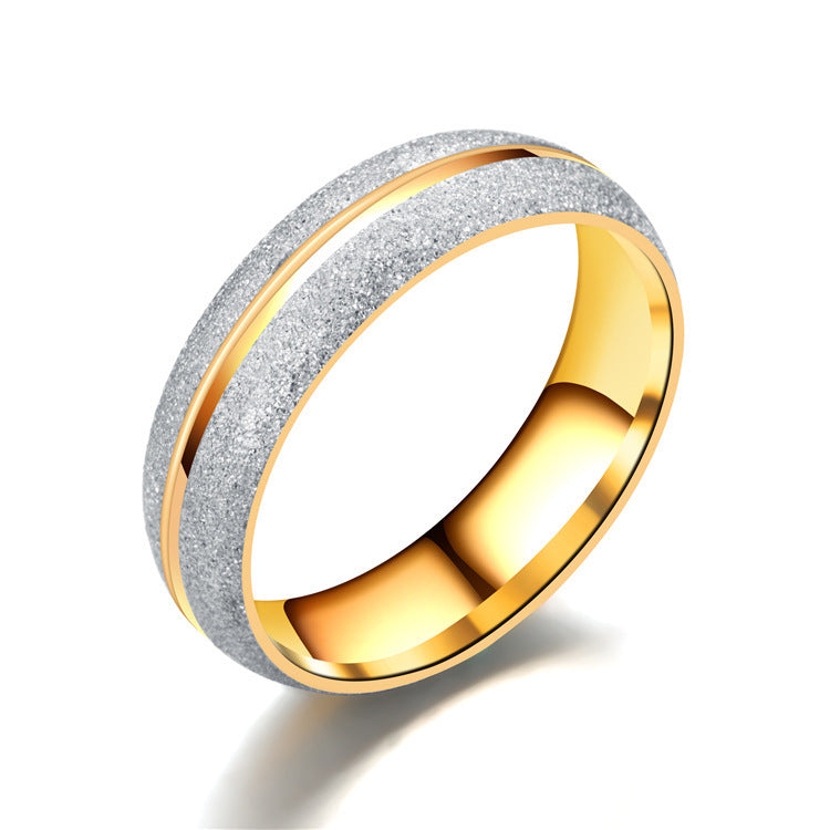 European And American Titanium Steel Frosted Couples Ring
