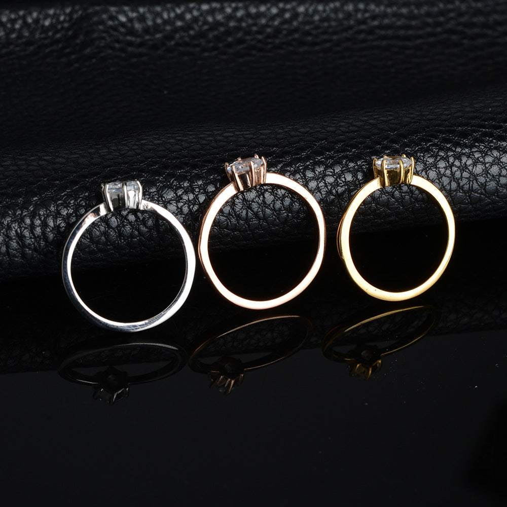 Simple Six-claw Women's Ring Fashion Model Not Artificial