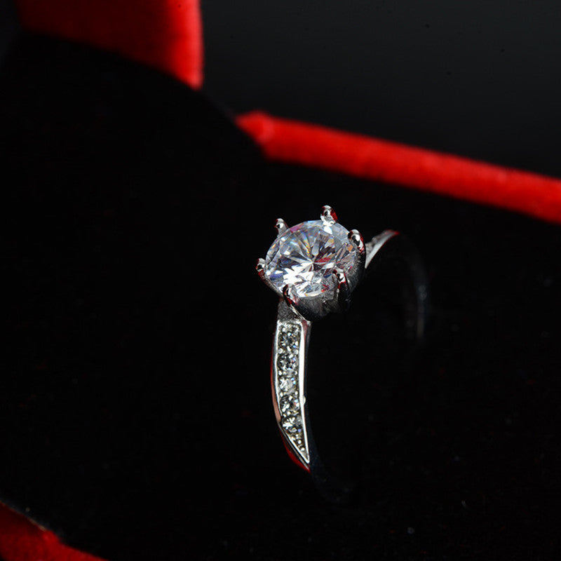 Six Prong Women's Ring With  Diamonds