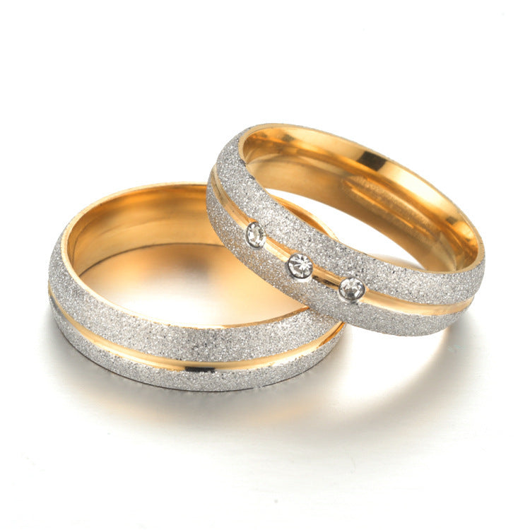 European And American Titanium Steel Frosted Couples Ring