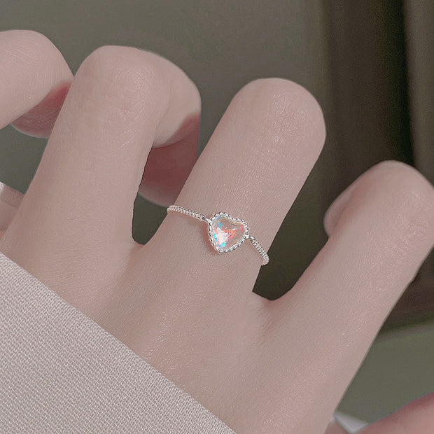 Bright Gradient Love Moonstone Pull-On Bare Chain Ring